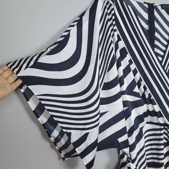 Eloquii Womens Plus 26 3X Wide Leg Jumpsuit Black White Cropped Pockets NWT - Picture 6 of 8